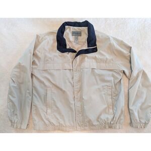 Eddie Bauer Jacket Men's XL Tall Tan‎ Nylon Full Zip Hidden Hood Vented Lined